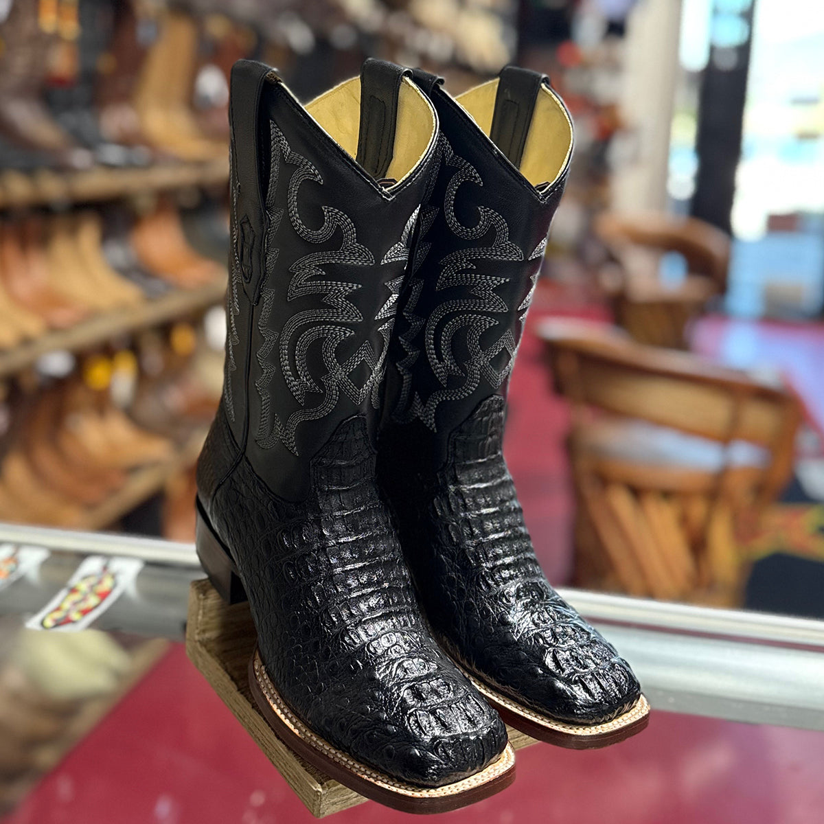 Hornback Caiman Square Toe Cowboy Boots