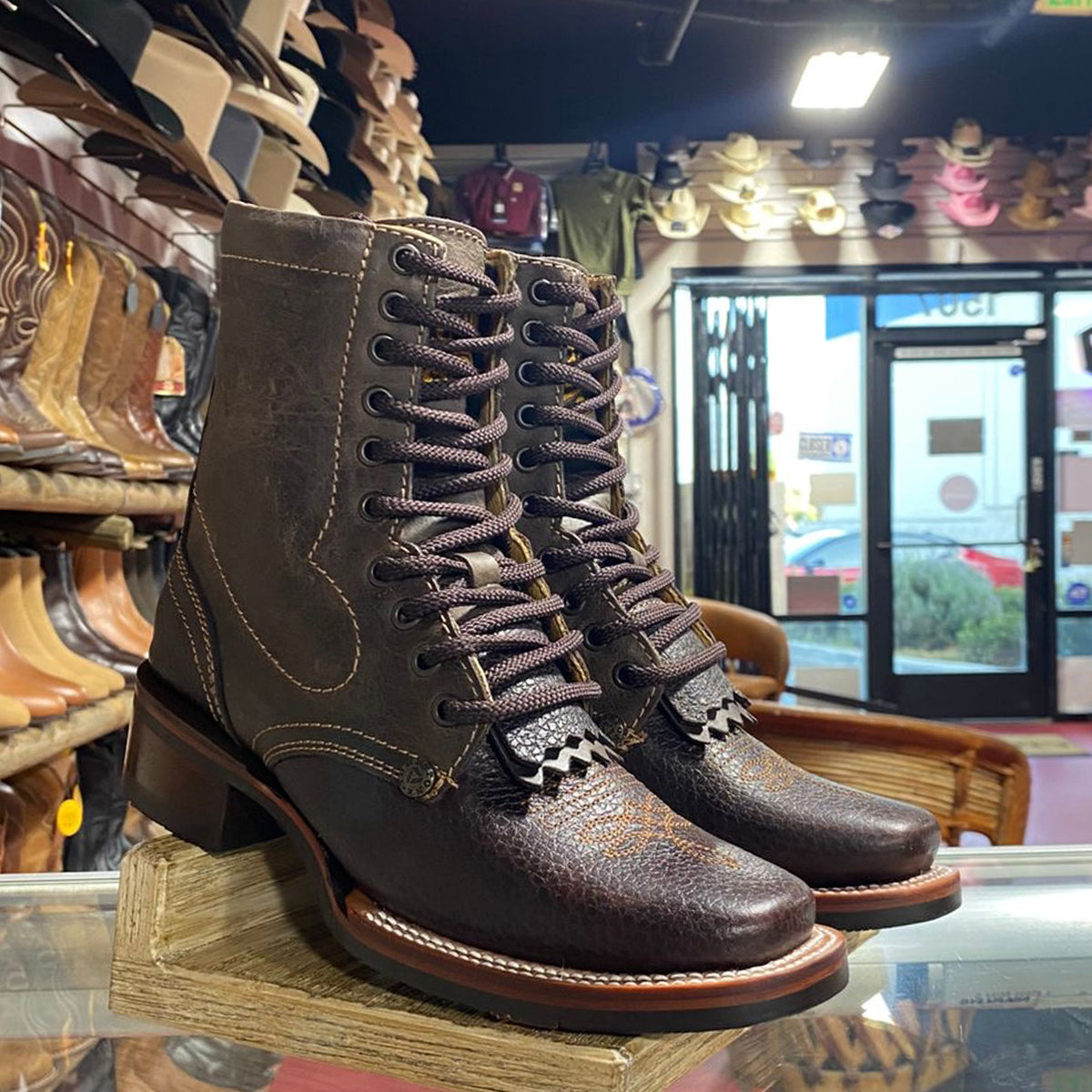 Tombstone Lace Up Cowgirl Boots