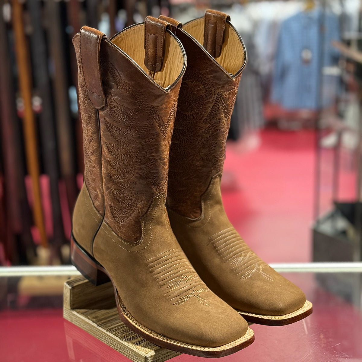 Los Altos Brown Square Toe Cowboy Boots