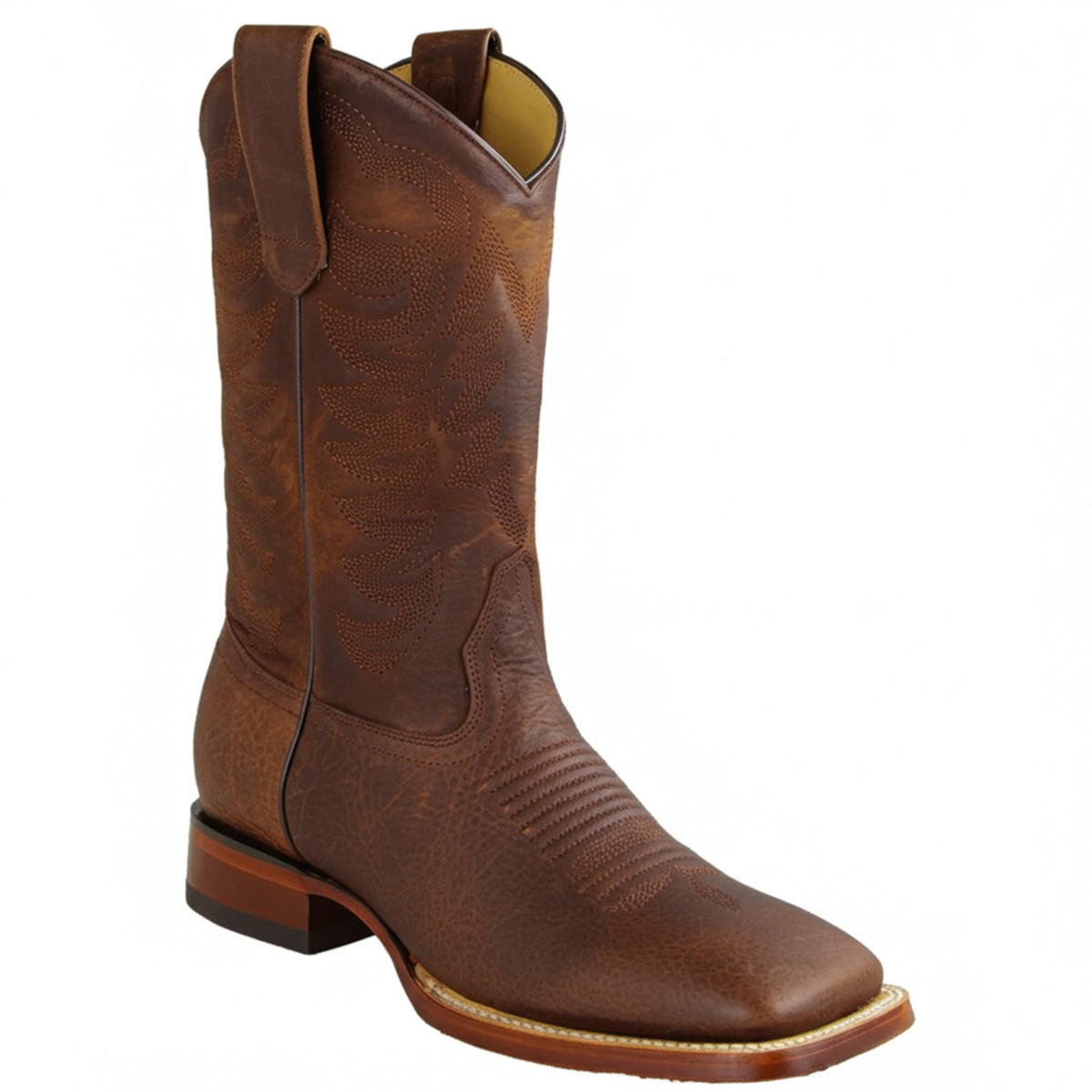 Extra Wide Walnut Brown Square Toe Cowboy Boot