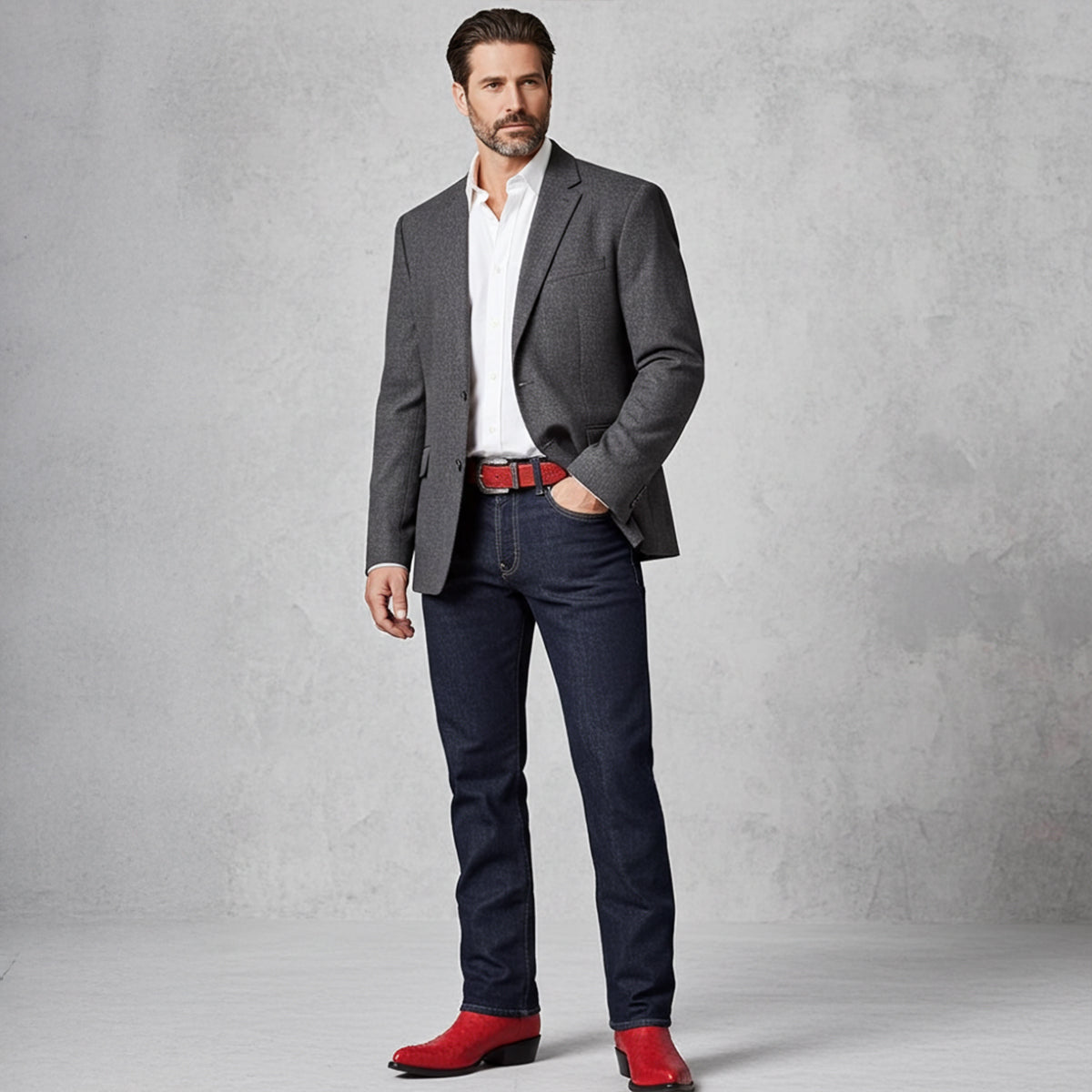 Man wearing red cowboy boots