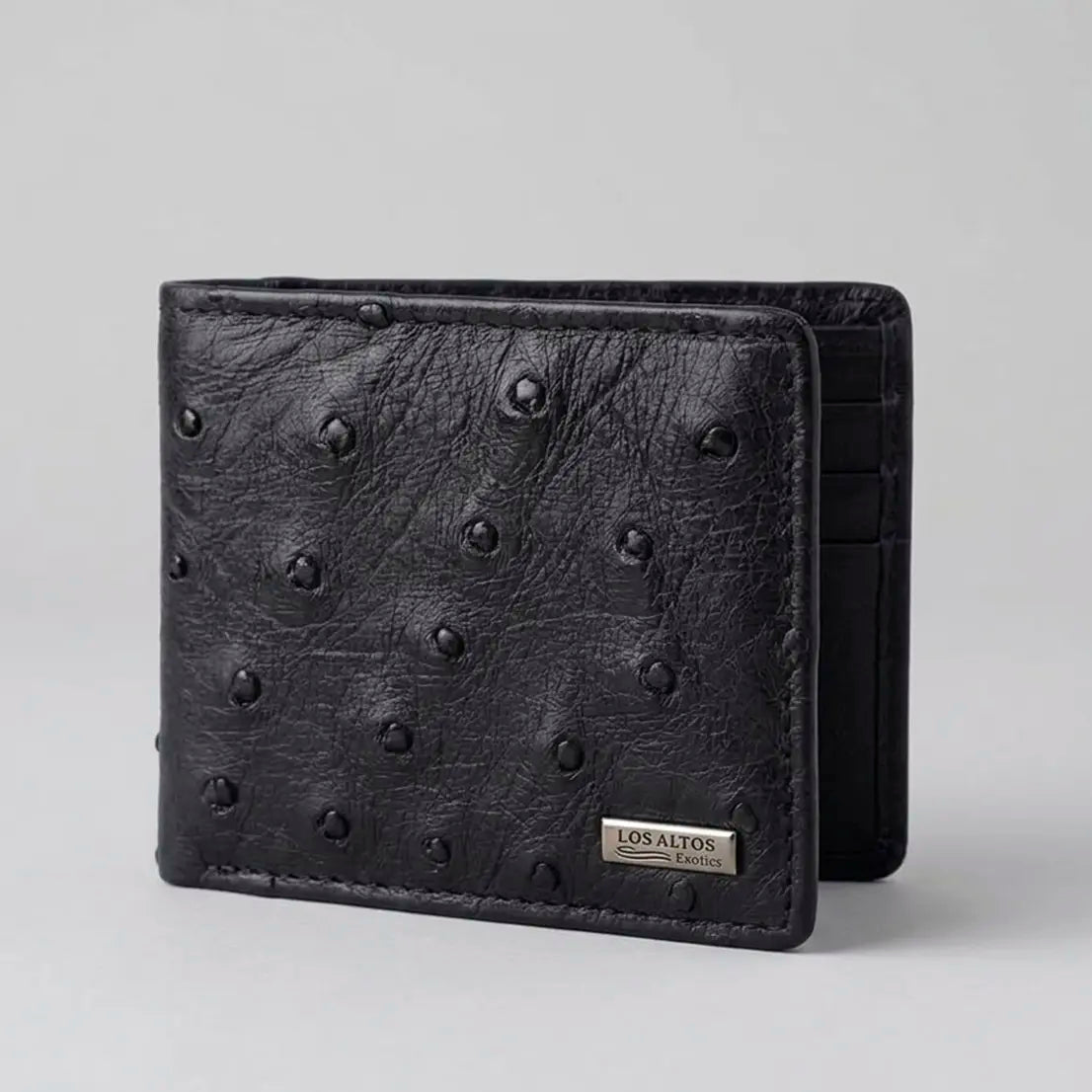 Los Altos Cartera Piel de Avestruz Negro