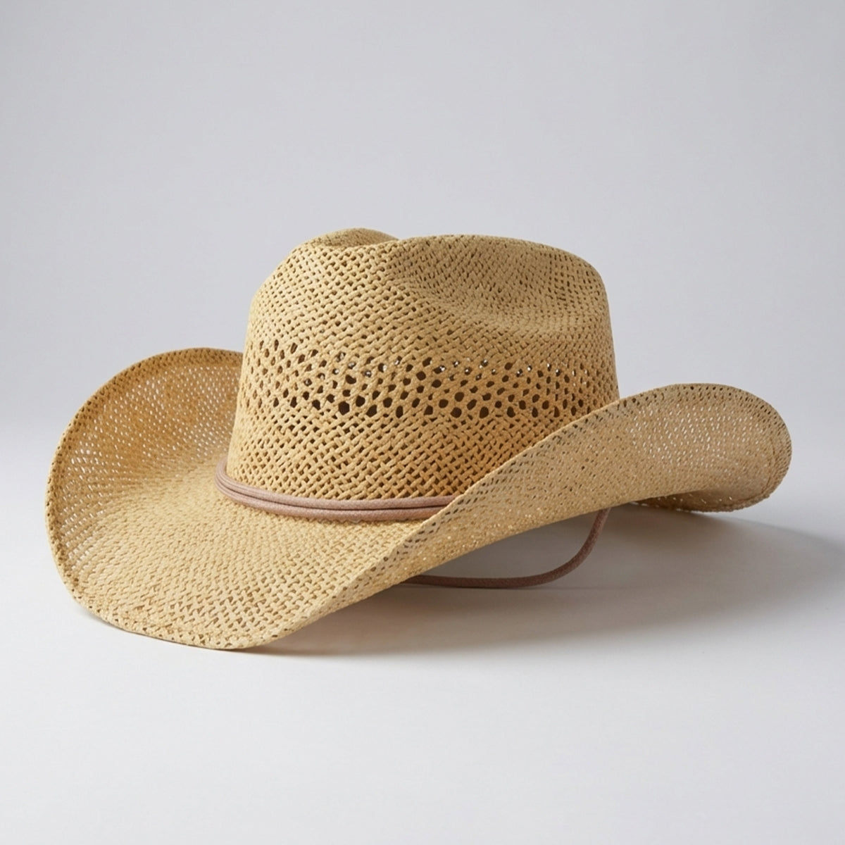 Stone women's country straw cowgirl hat beige color.