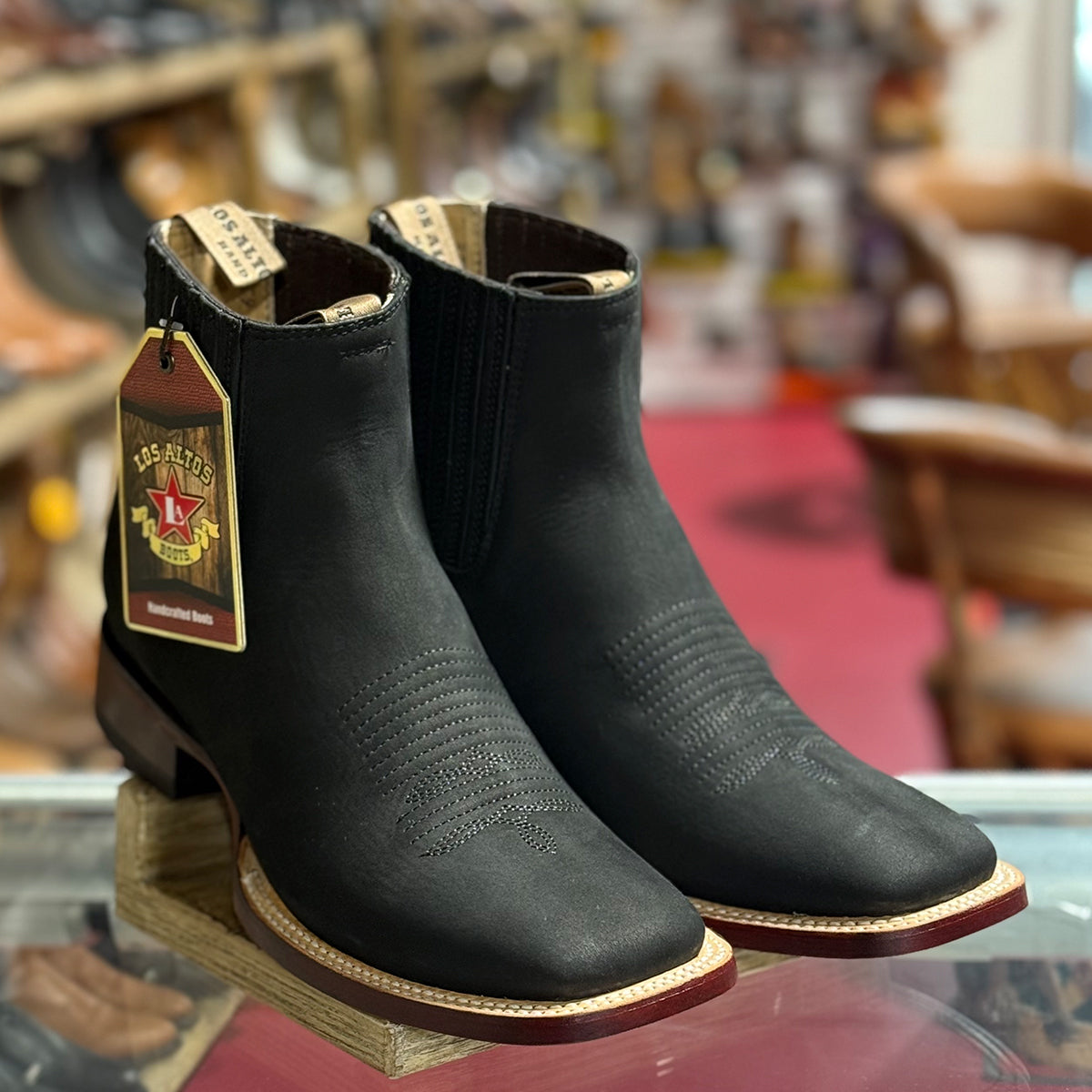 Black Square Toe Chelsea Boots