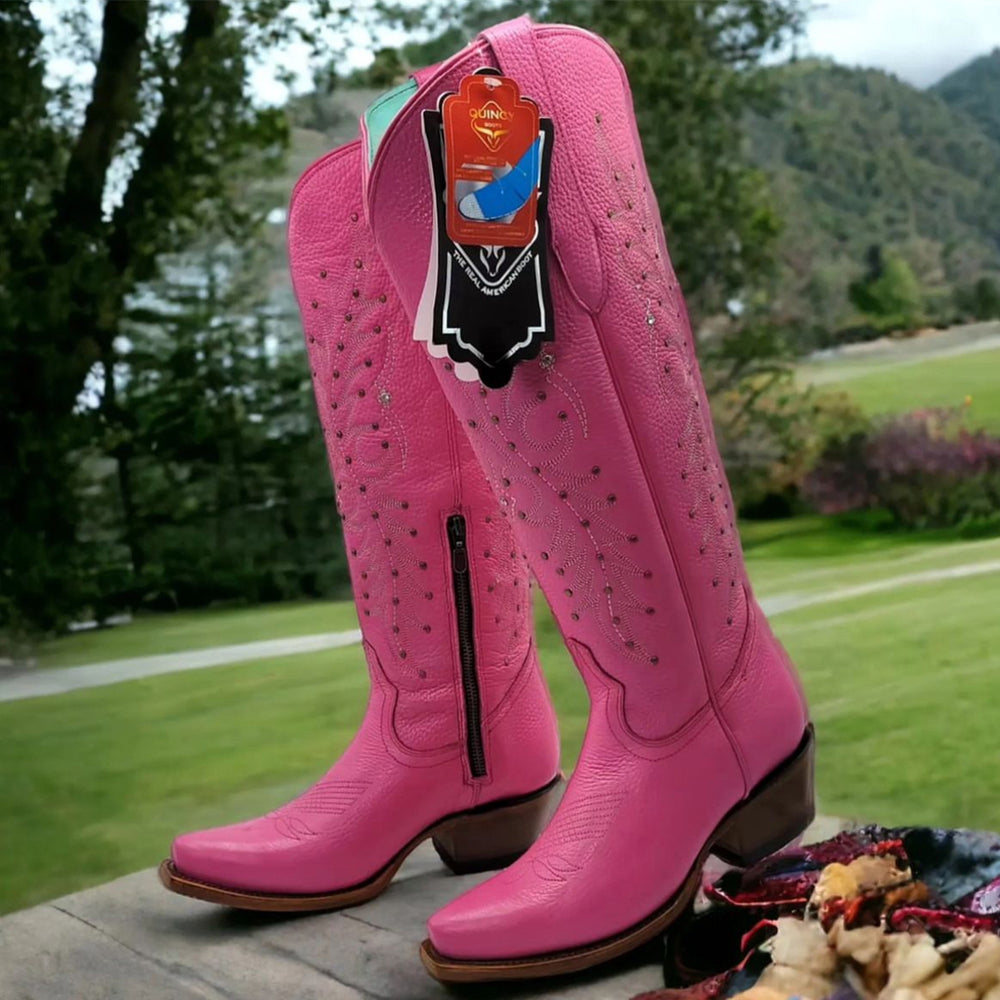 Size 41 Traditional Cowgirl Boot Pink Polka Dots main image 1