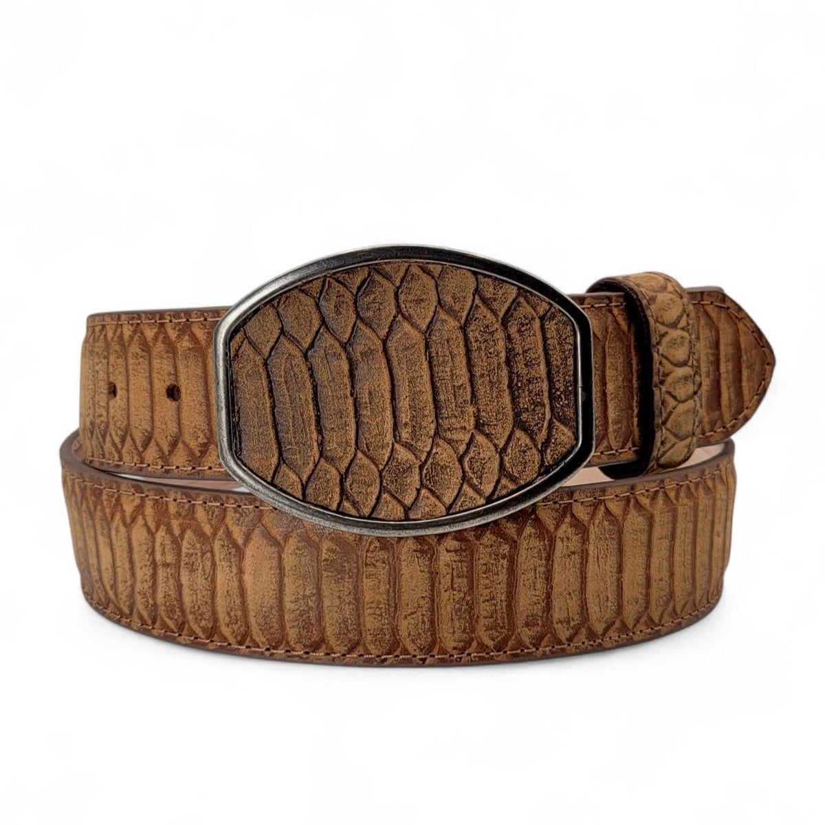 Hooch Printed Snakeskin Belt Oryx