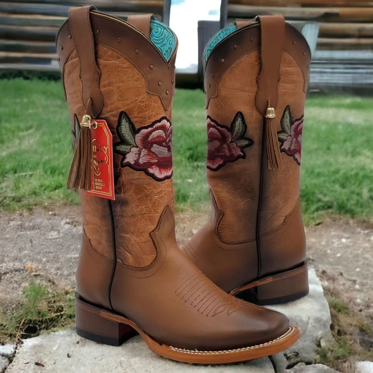 Quincy Honey Flowered Cowgirl Boots