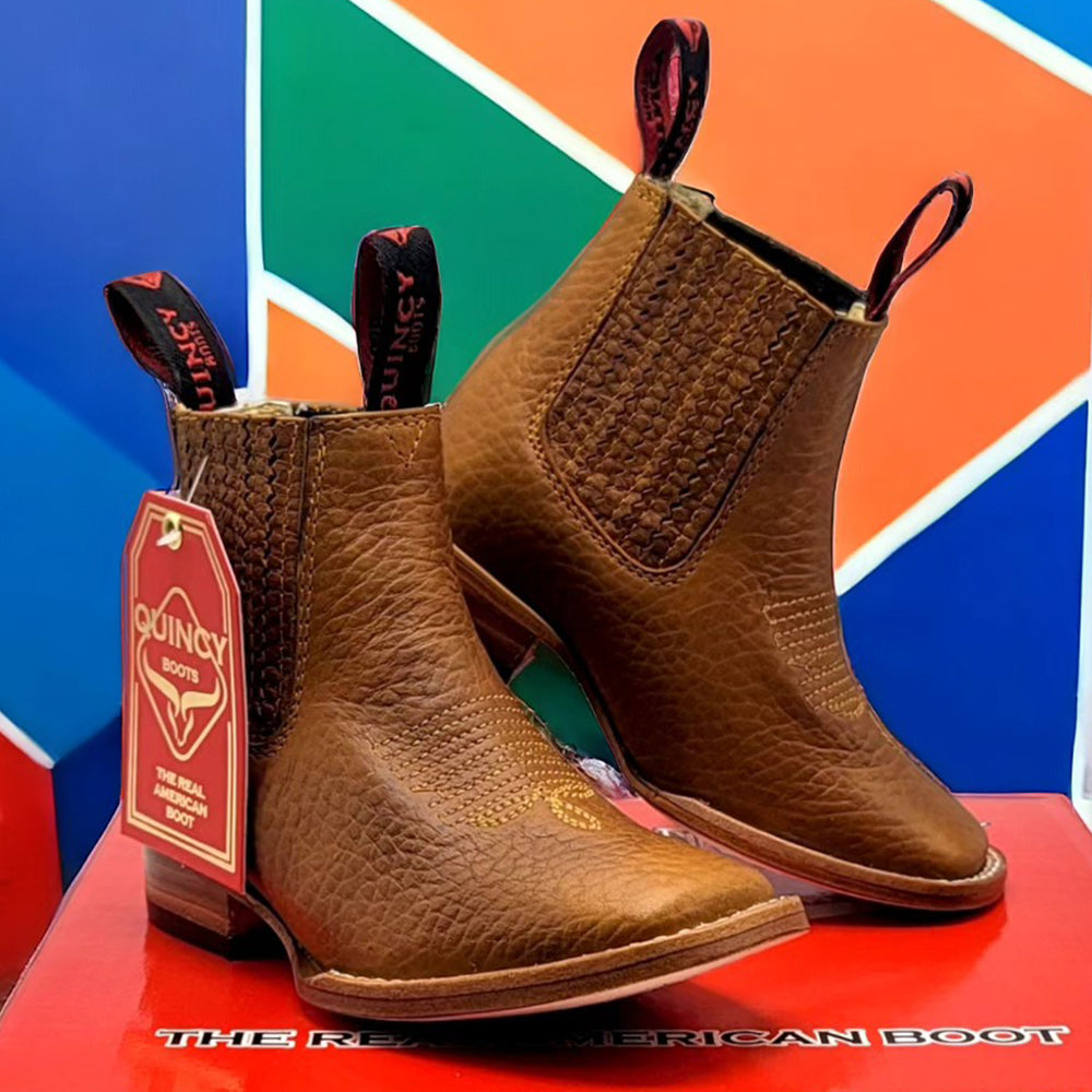 Kids Cowboy Boots Square Toe Tan main image 1