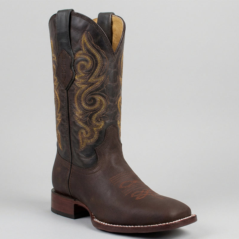 Quincy Men's Brown Wide Square Toe Cowboy Boot