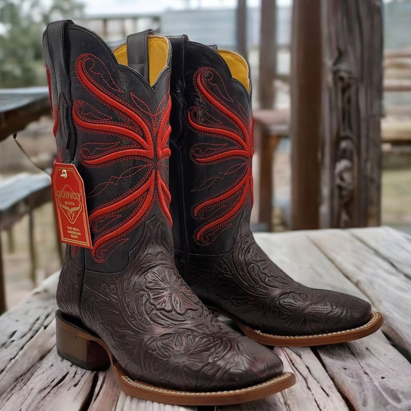 Mens Print Tooled Cowboy Boots