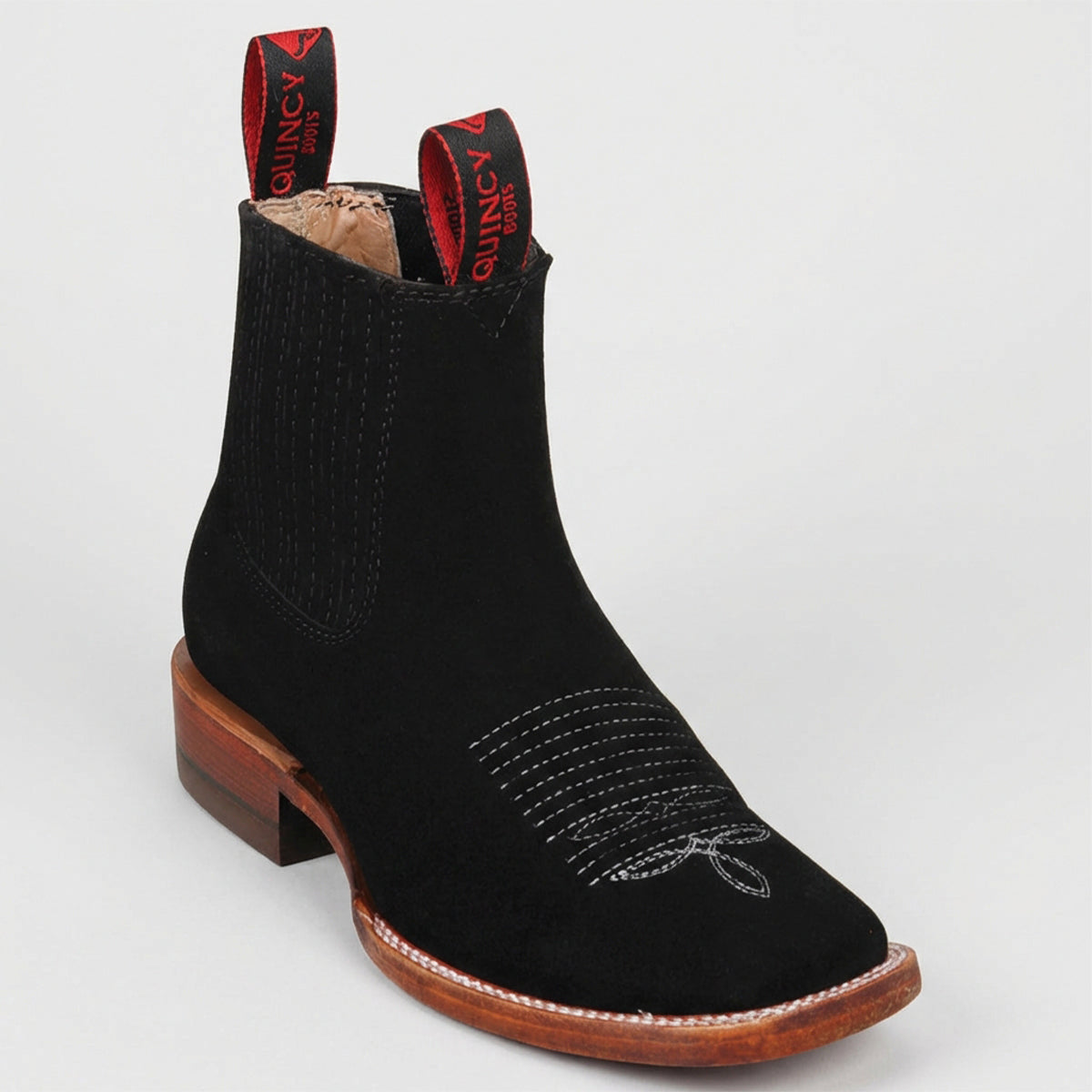 Quincy Men's Black Suede Square Toe Boot 