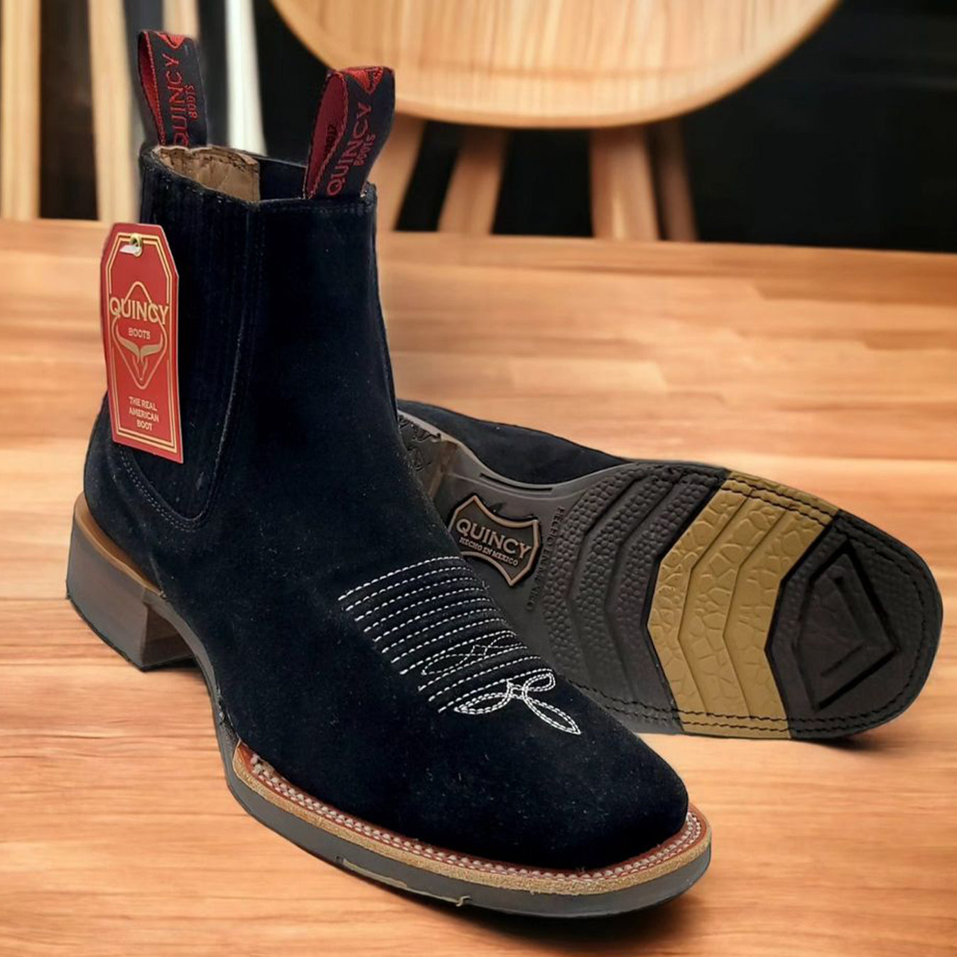 Mens Black Suede Boots  by Quincy Boots