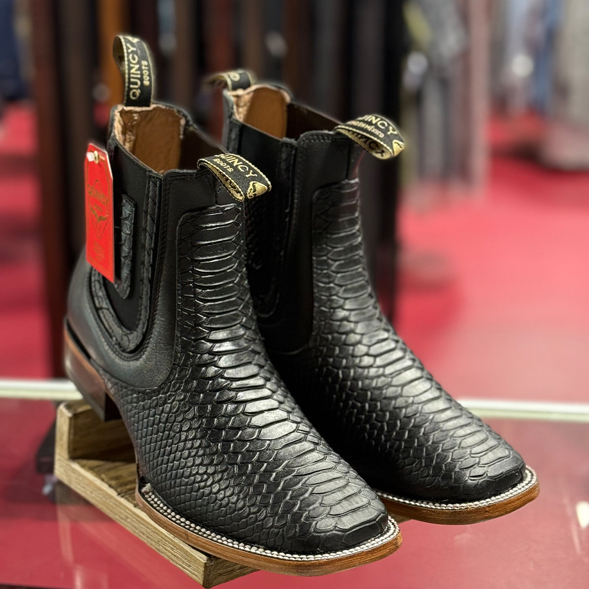 Quincy Python Print Short Cowboy Boots