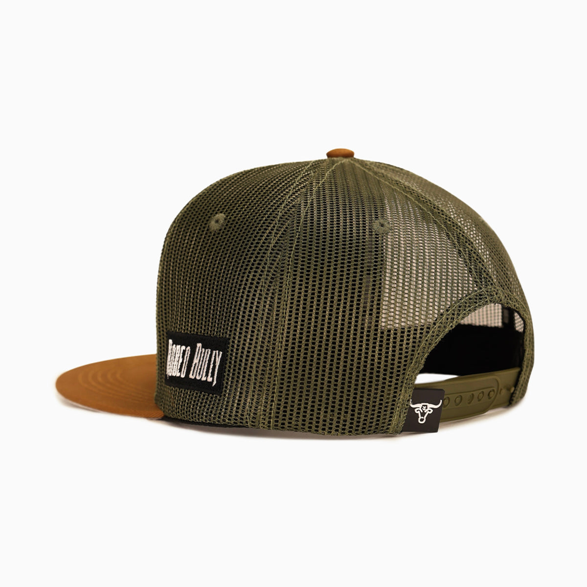 Gorra Trucker Rodeo Bully Verde Olivo y Café 