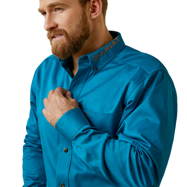 Team Logo Deep Turquoise Twill Fitted Shirt