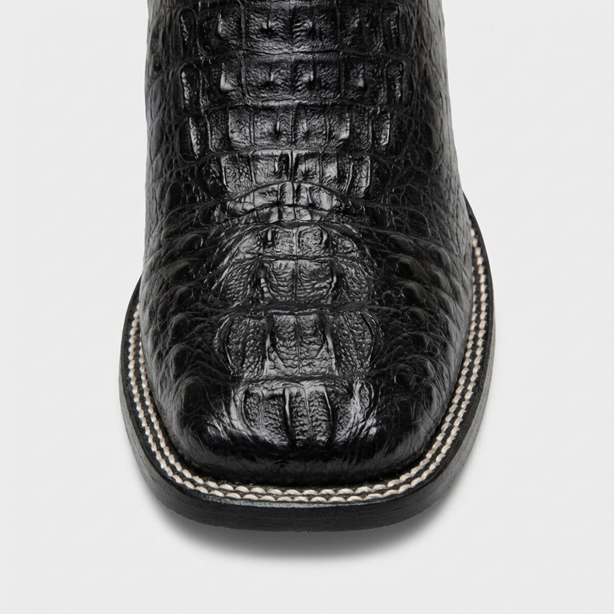 cowboy　黒 Wild West Men's Black Hornback Caiman Cowboy Boots Square Toe