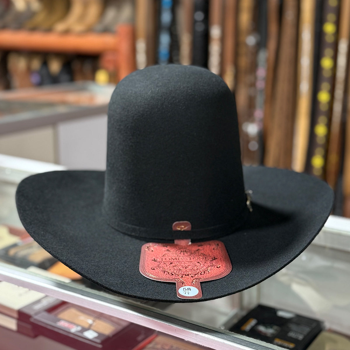 Tombstone 20X Black Open Crown Felt Cowboy Hat