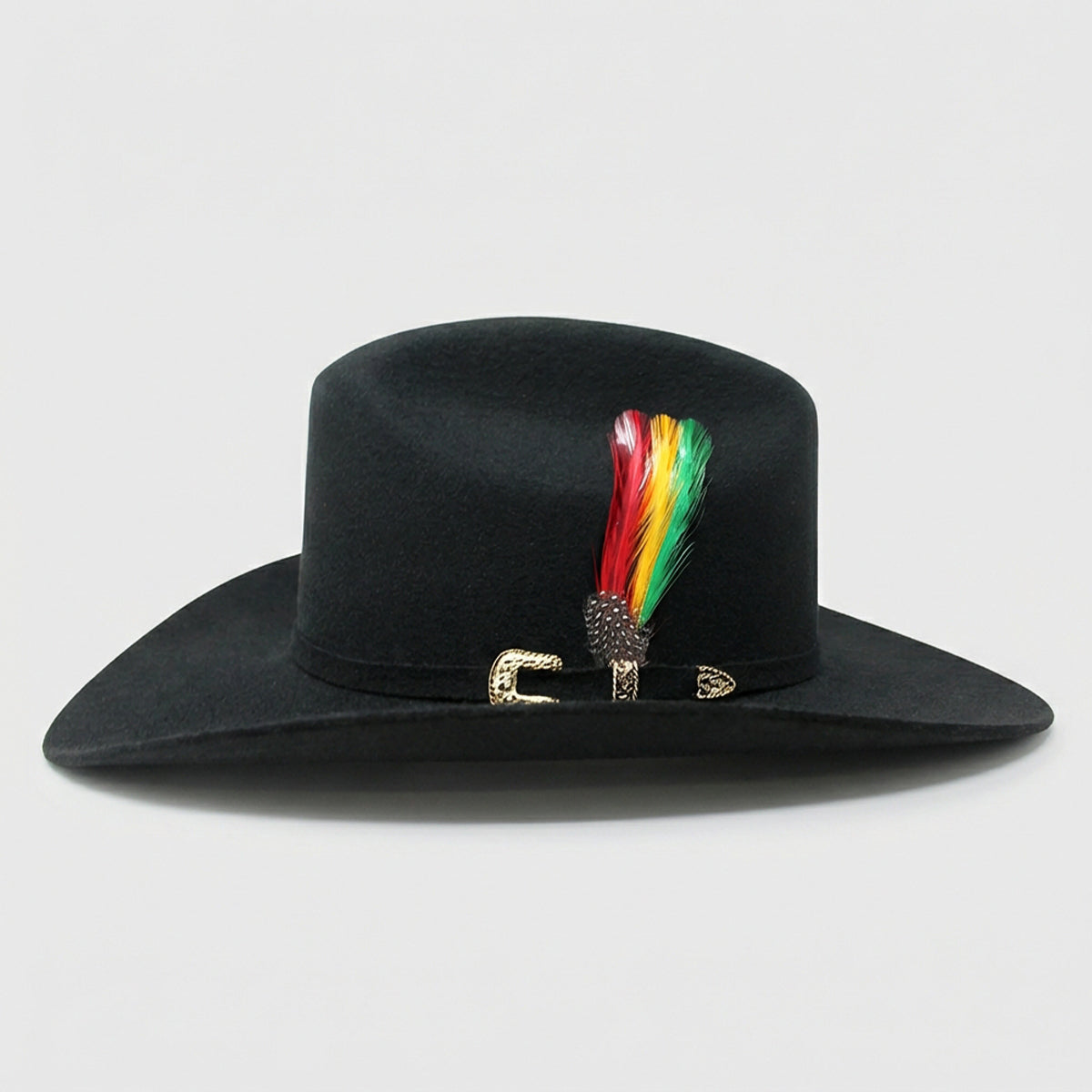 Side view of Tombstone 20X Chaparral Black Felt Cowboy Hat