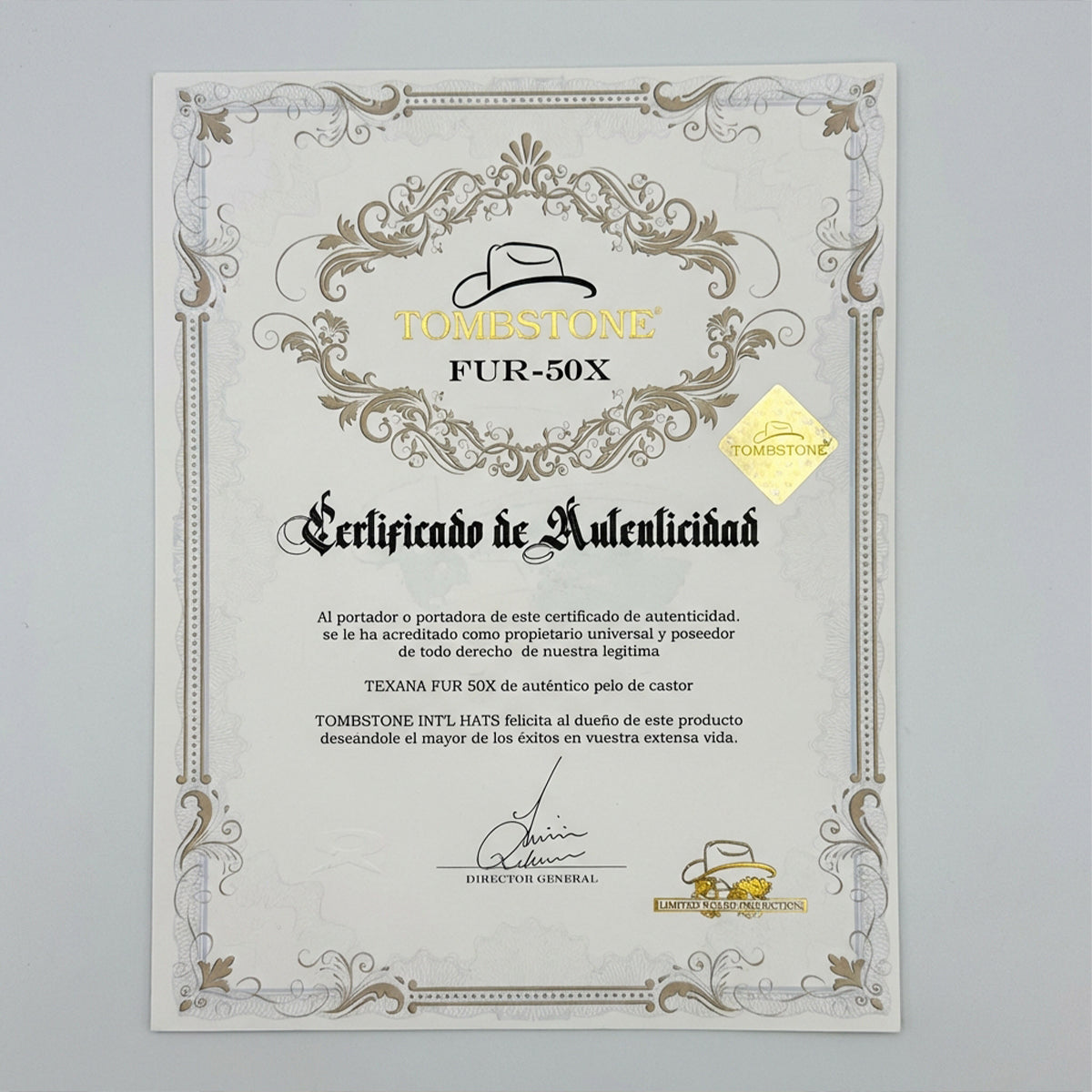 Tombstone Hat 50x Fur Certificate