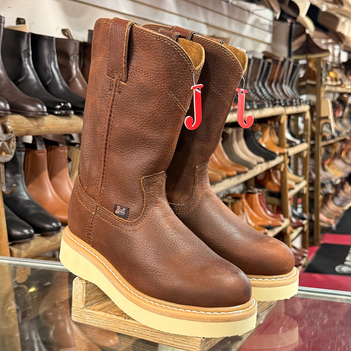 Justin Axe Men's Pull-On Work Boots - Light Brown Leather