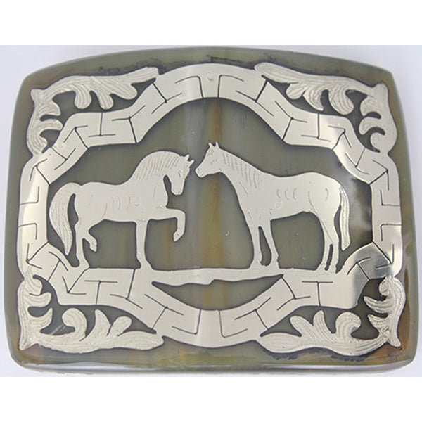 Cowboy Belt Buckle With Horses