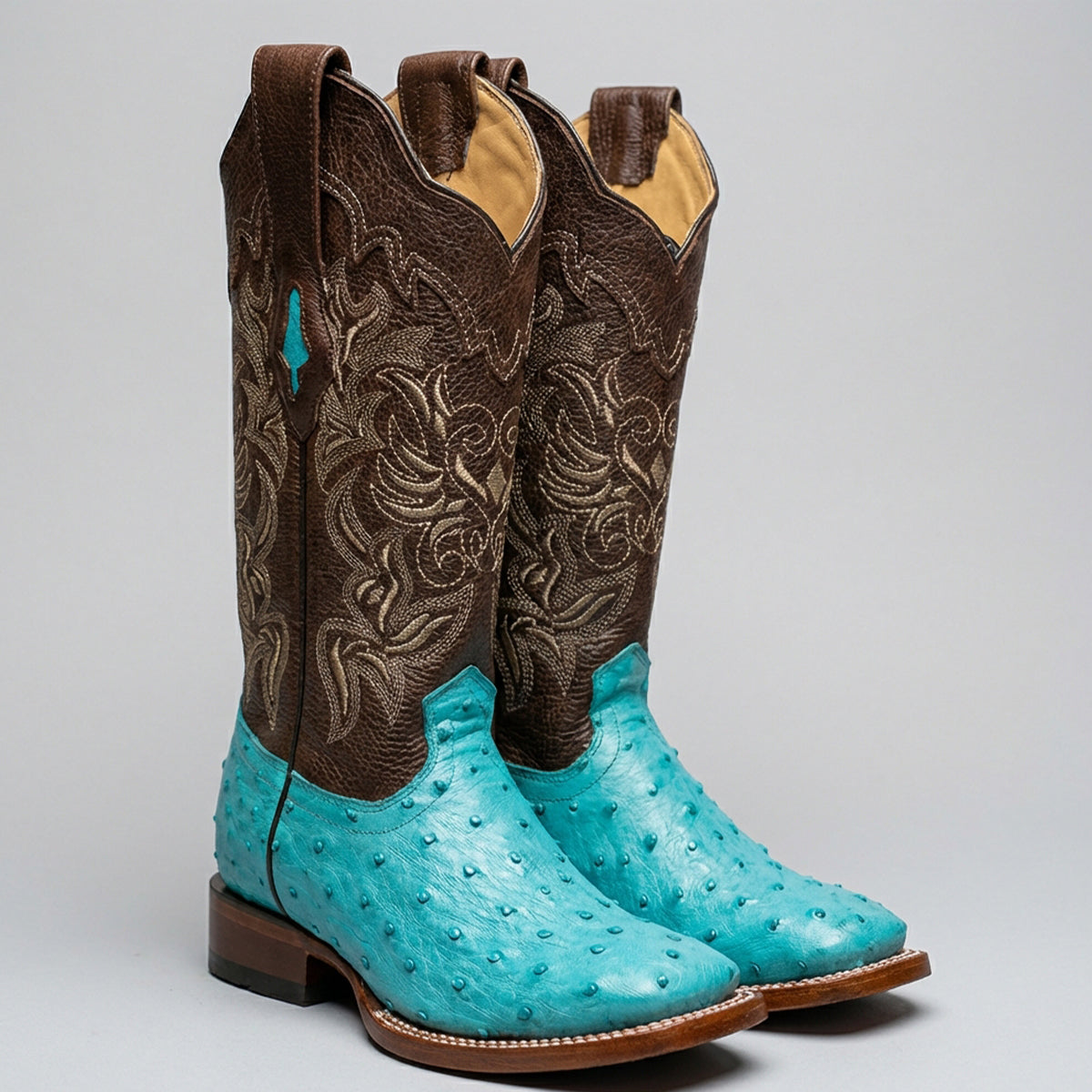 Los Altos Women's Turquoise Ostrich Square Toe Cowgirl Boots