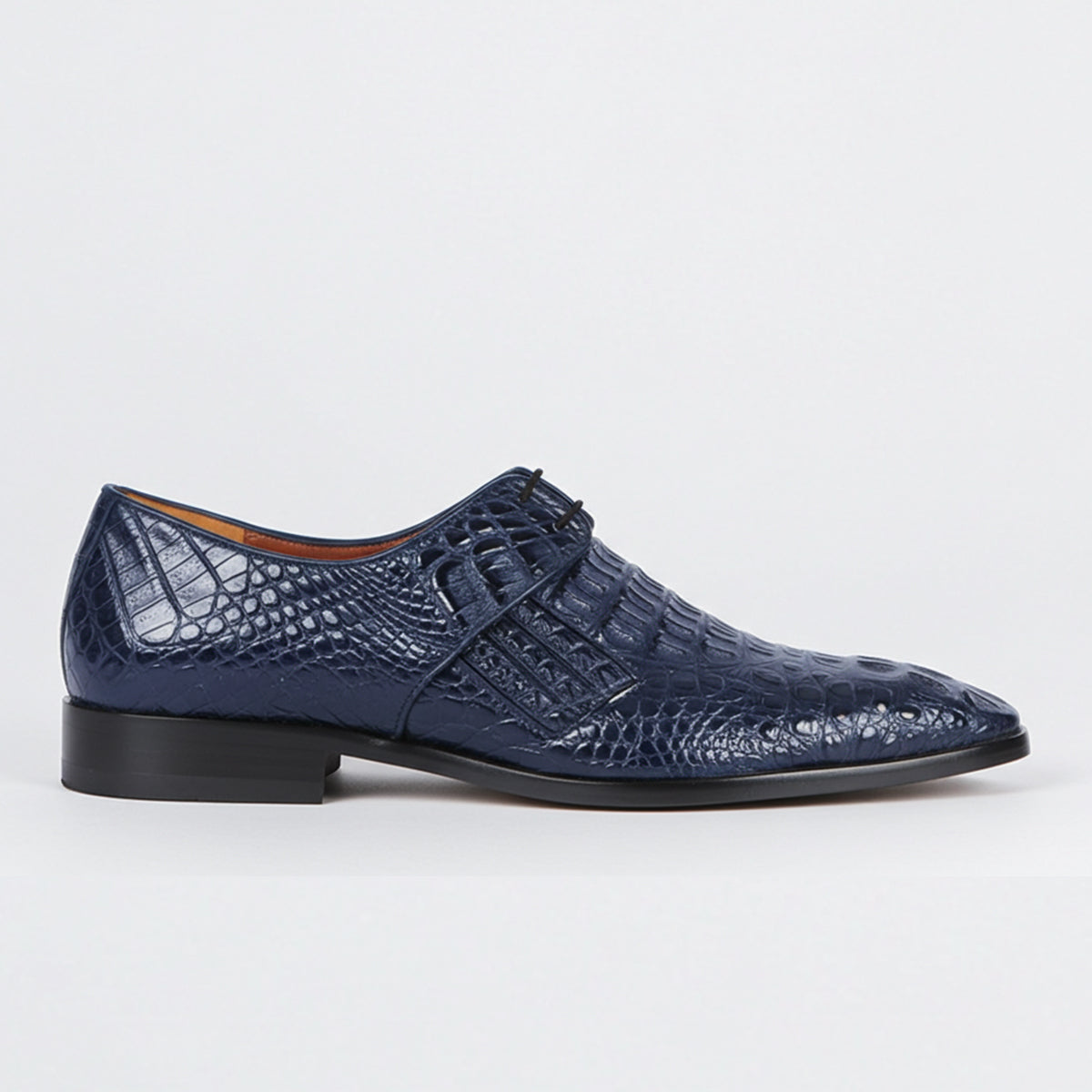 Navy Blue Crocodile Oxford Shoes R Toe