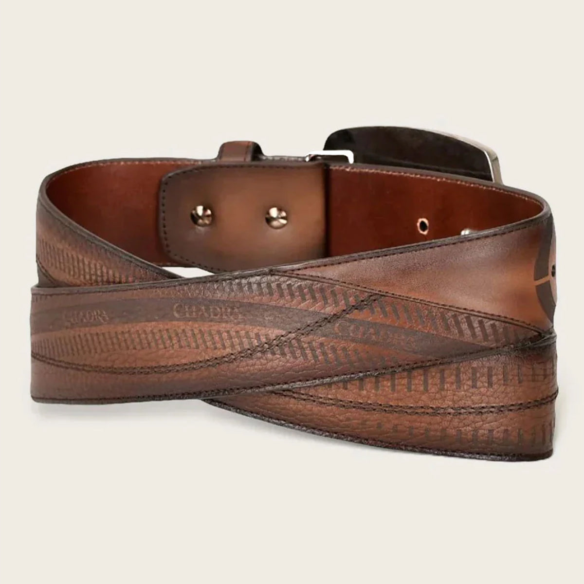 Back view of Cuadra men's honey brown leather western belt.