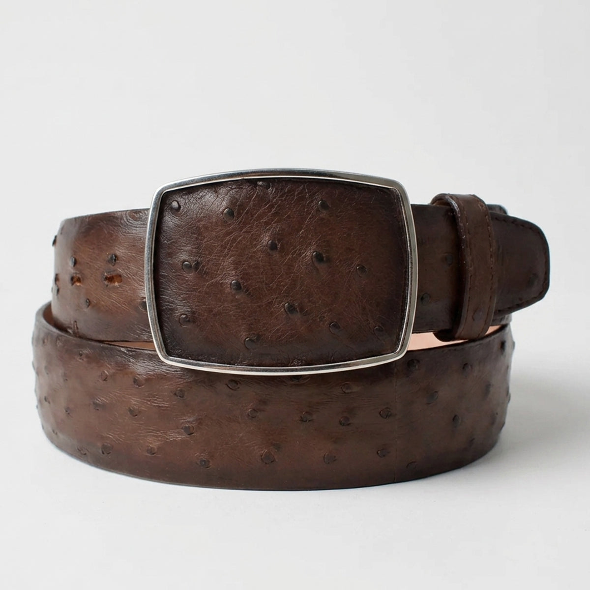 Men's Faded Brown Full Quill Ostrich Belt