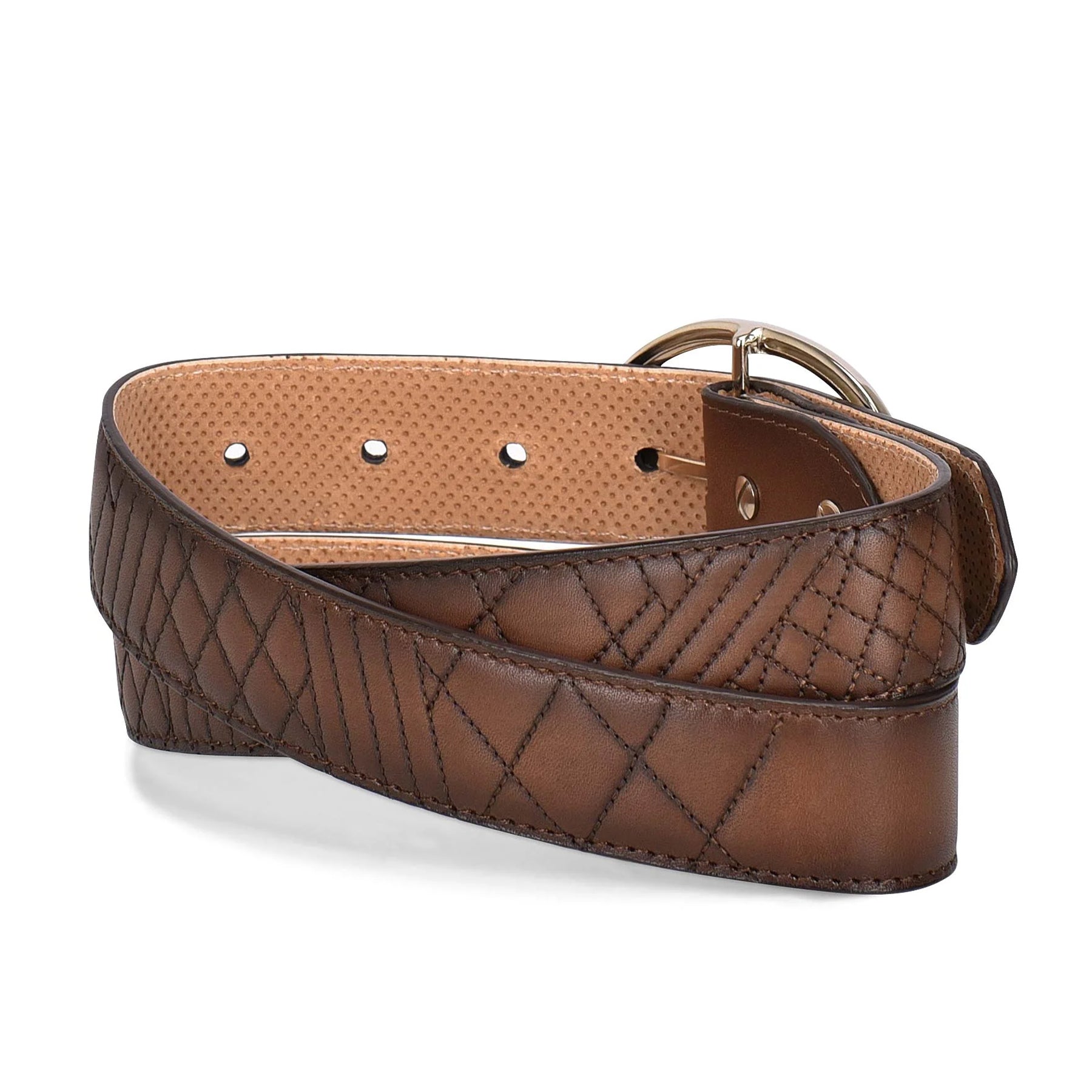 Ladies Embroidered Brown Leather Belt