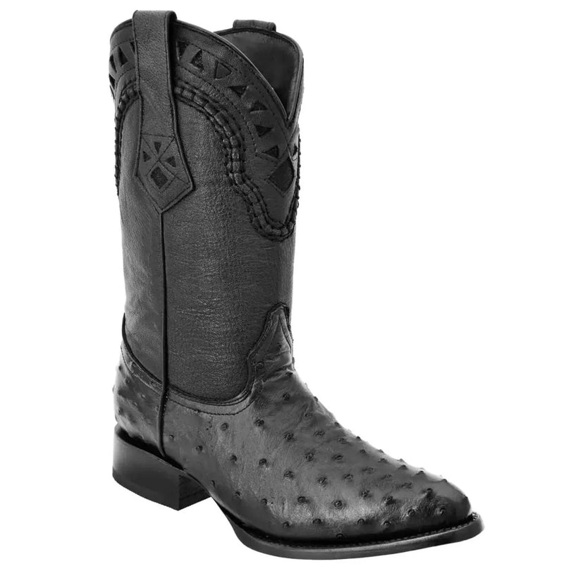 Black Ostrich Cowboy Boot J-Toe