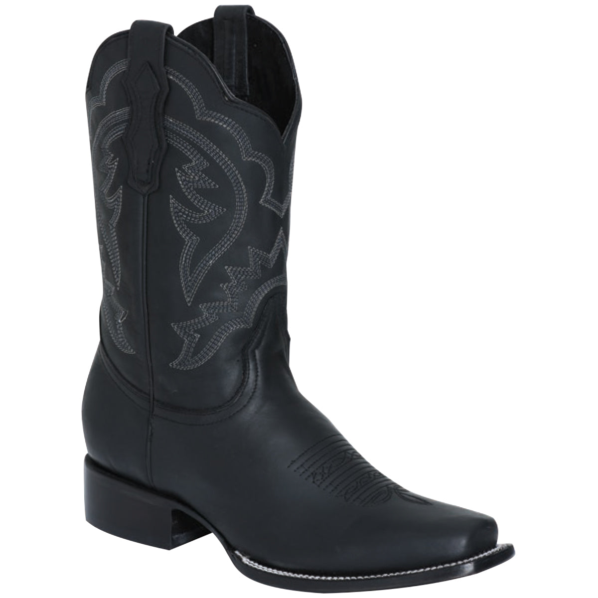 El General Black Square Toe Cowboy Boots