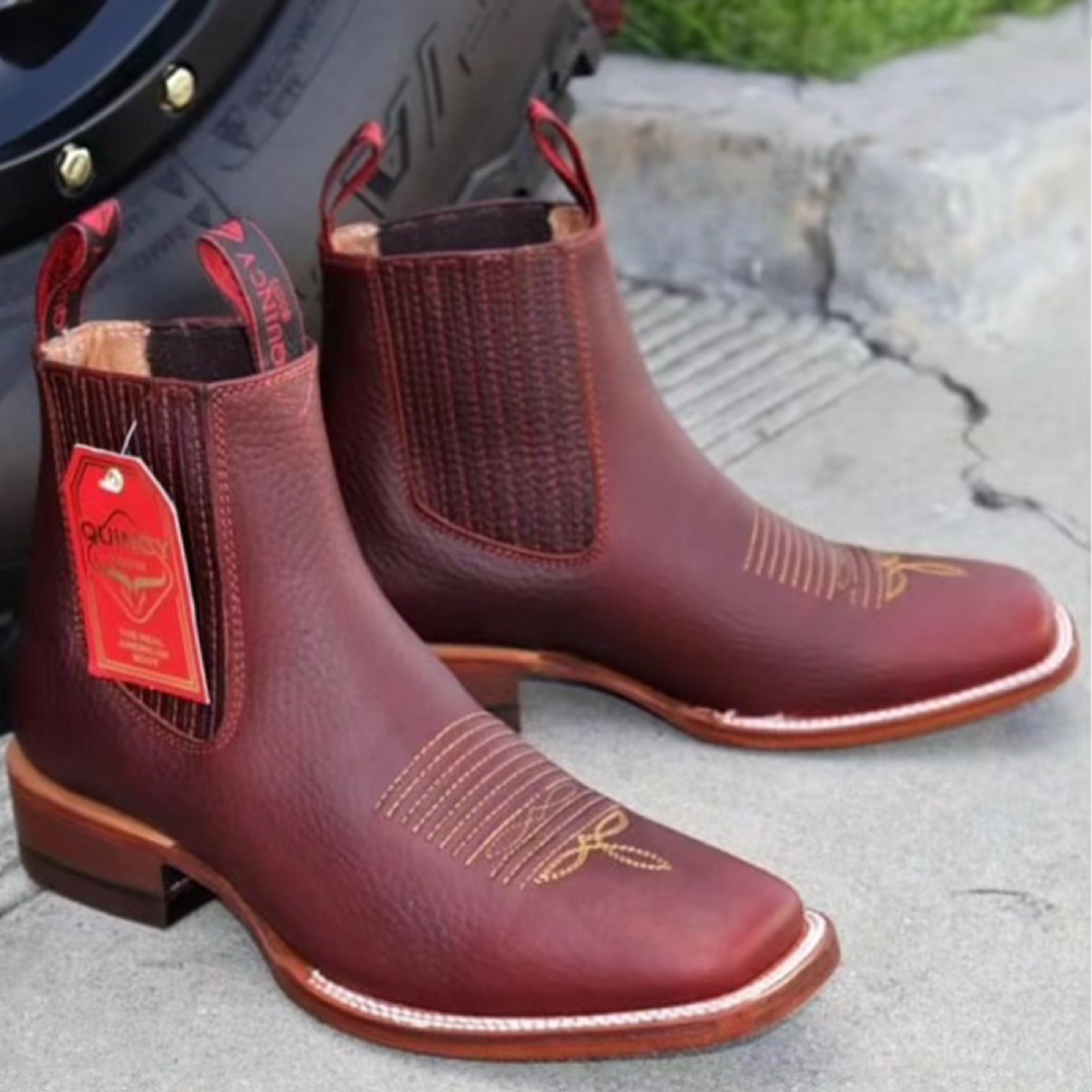 Mens Square Toe Ankle Boots