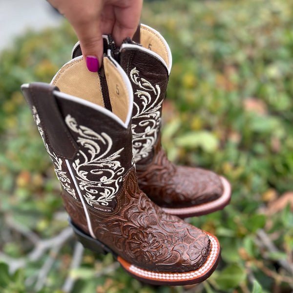 Botas Doble R Tooled Print Kids Cowgirl Boot