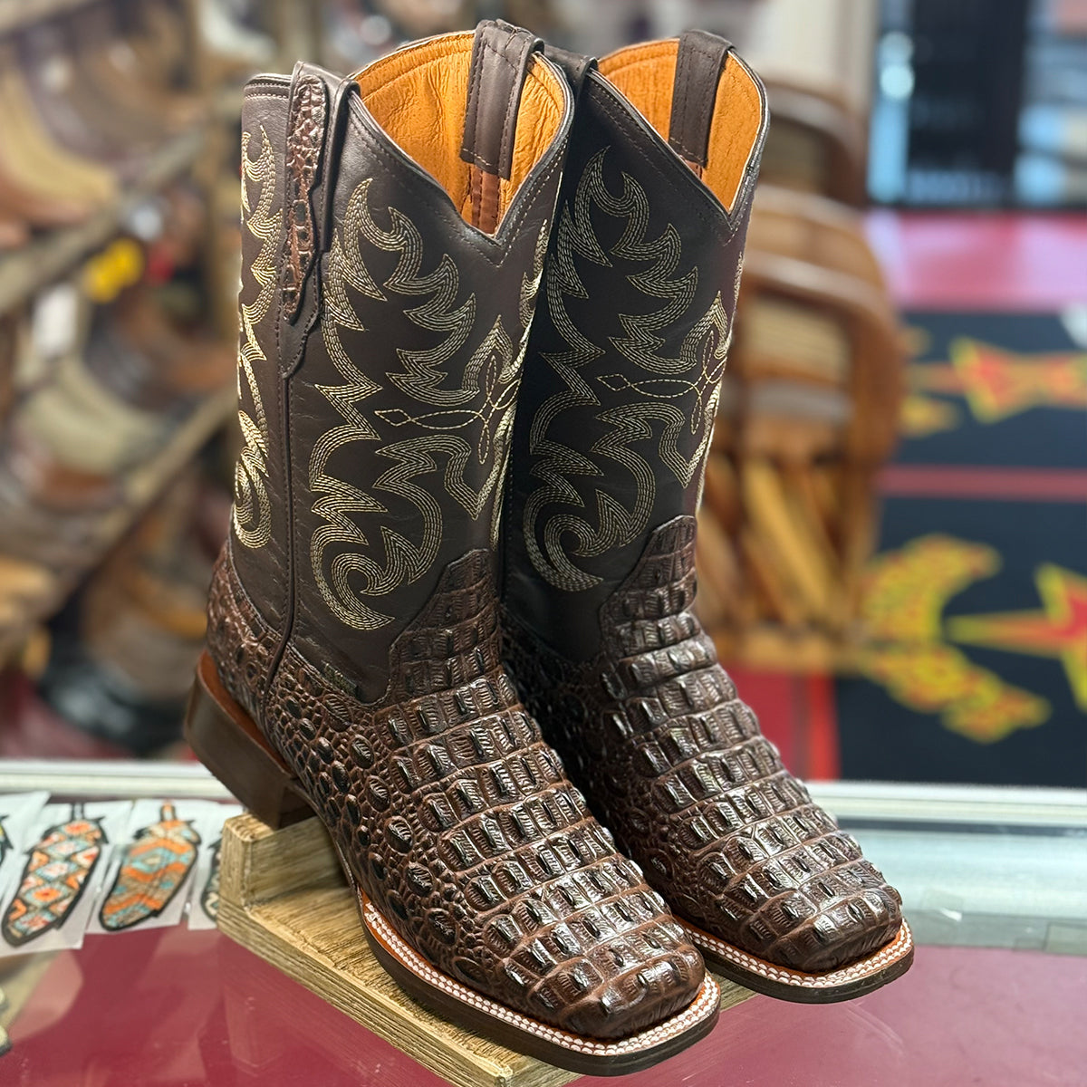 MURGA Custom Alligator Cowboy Boots M 8.5 W 9.5 Bias Cut Exotic Black Silver Toe FNGHB_1.jpg?v=1771350552&width  main image 4