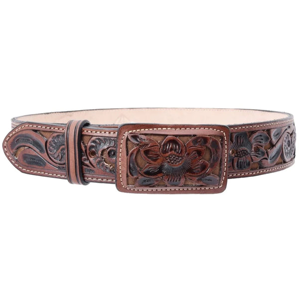 Brown tooled belt
