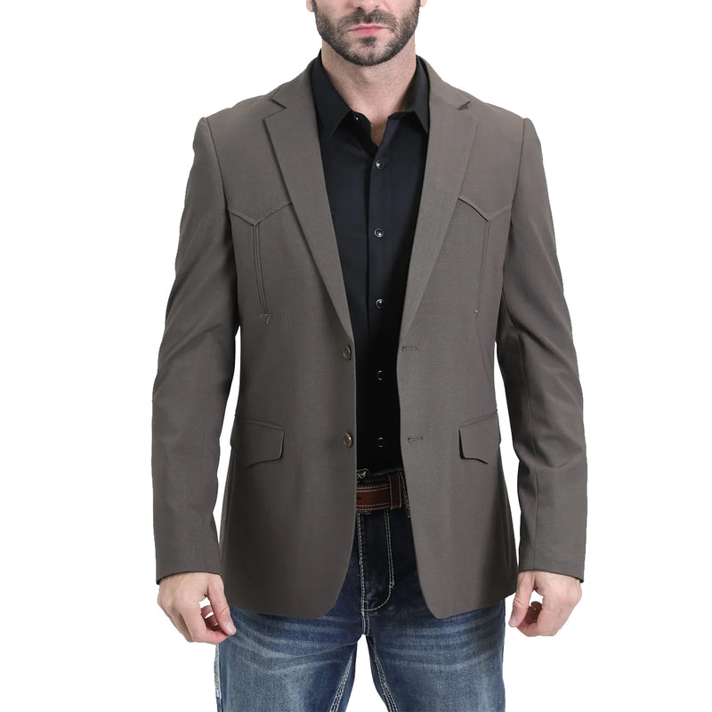 Men's Western Blazer Double Button Dark Brown