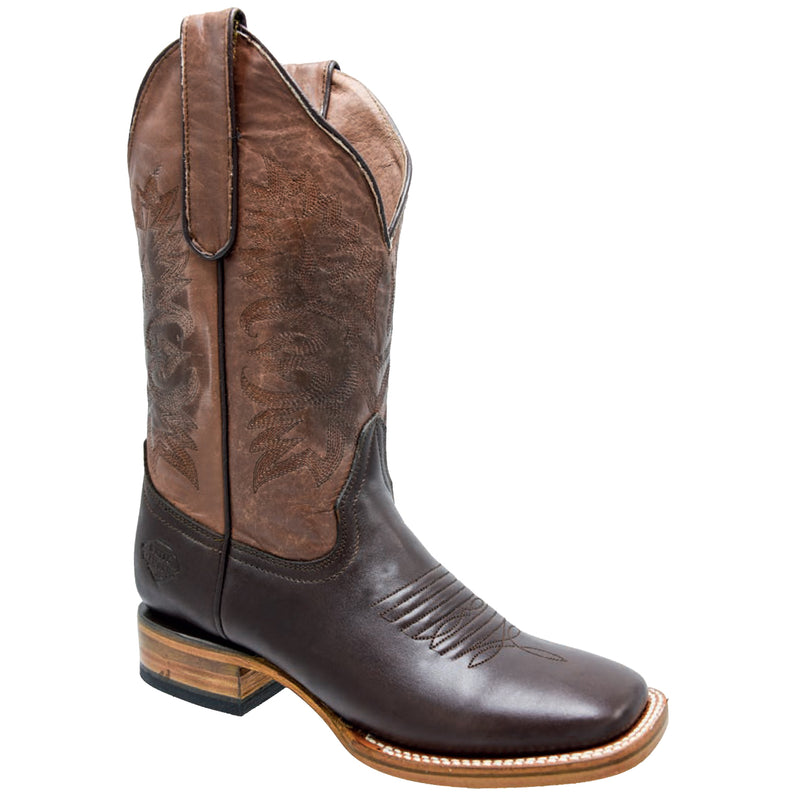 Brown square toe cowgirl boot