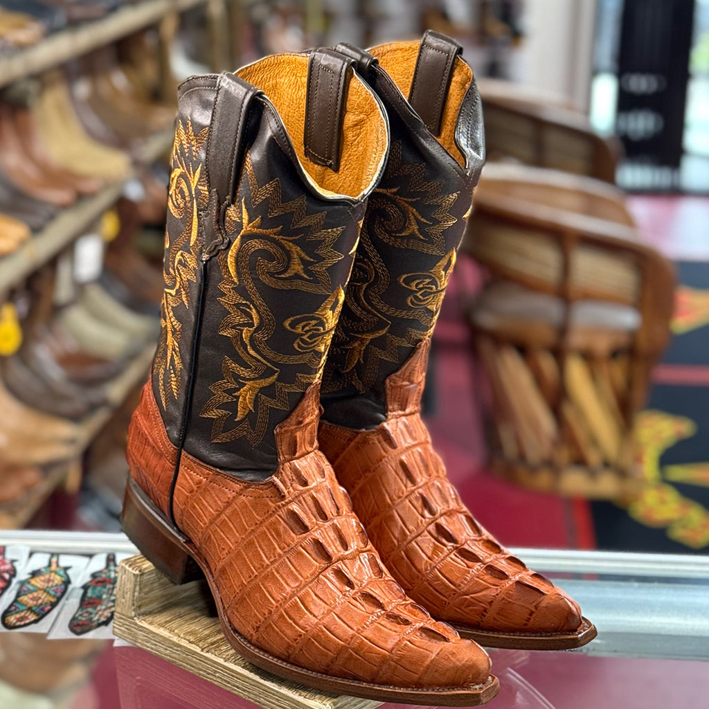 Brown ? Cowboy Boots Caiman Brown Square Toe Cowboy Boots - Los Altos Boots main image 4