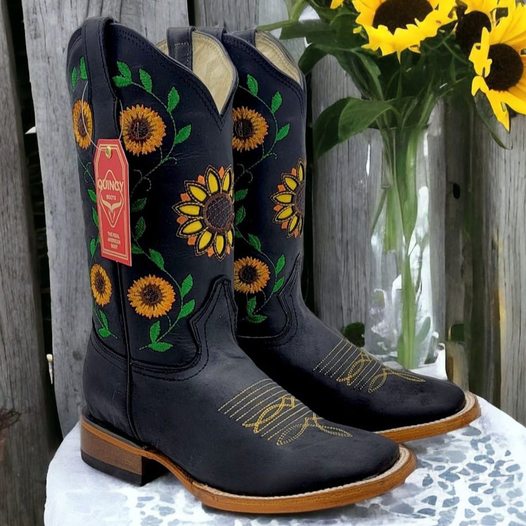 Brown Sunflower Cowgirl Boots