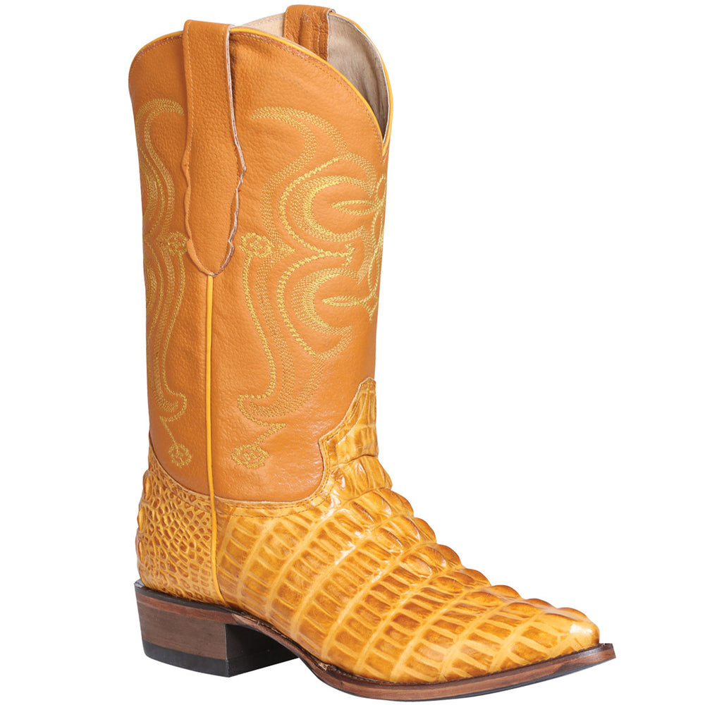 Croc Print Block Heel Boots