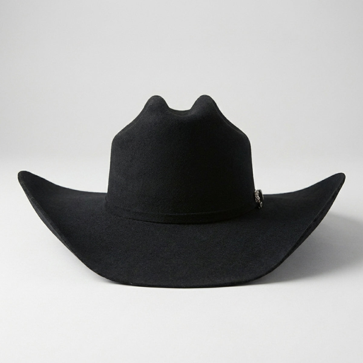 Front view of Tombstone Roper black western felt hat.
