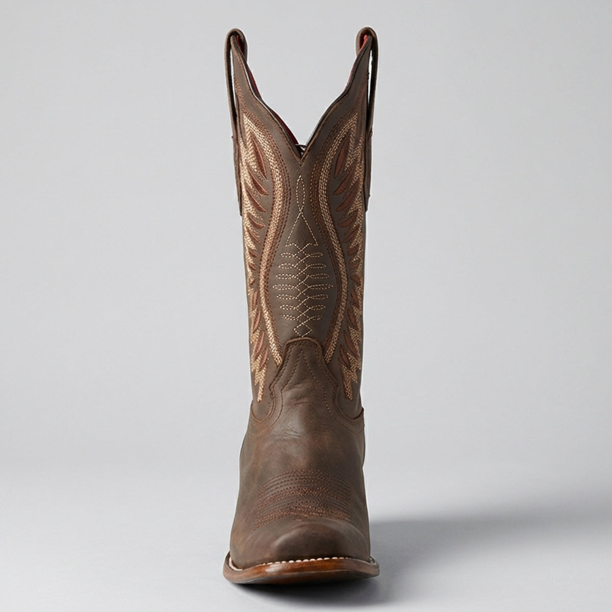 Front view of Women's Brown Semi Square Toe Cowboy Boot