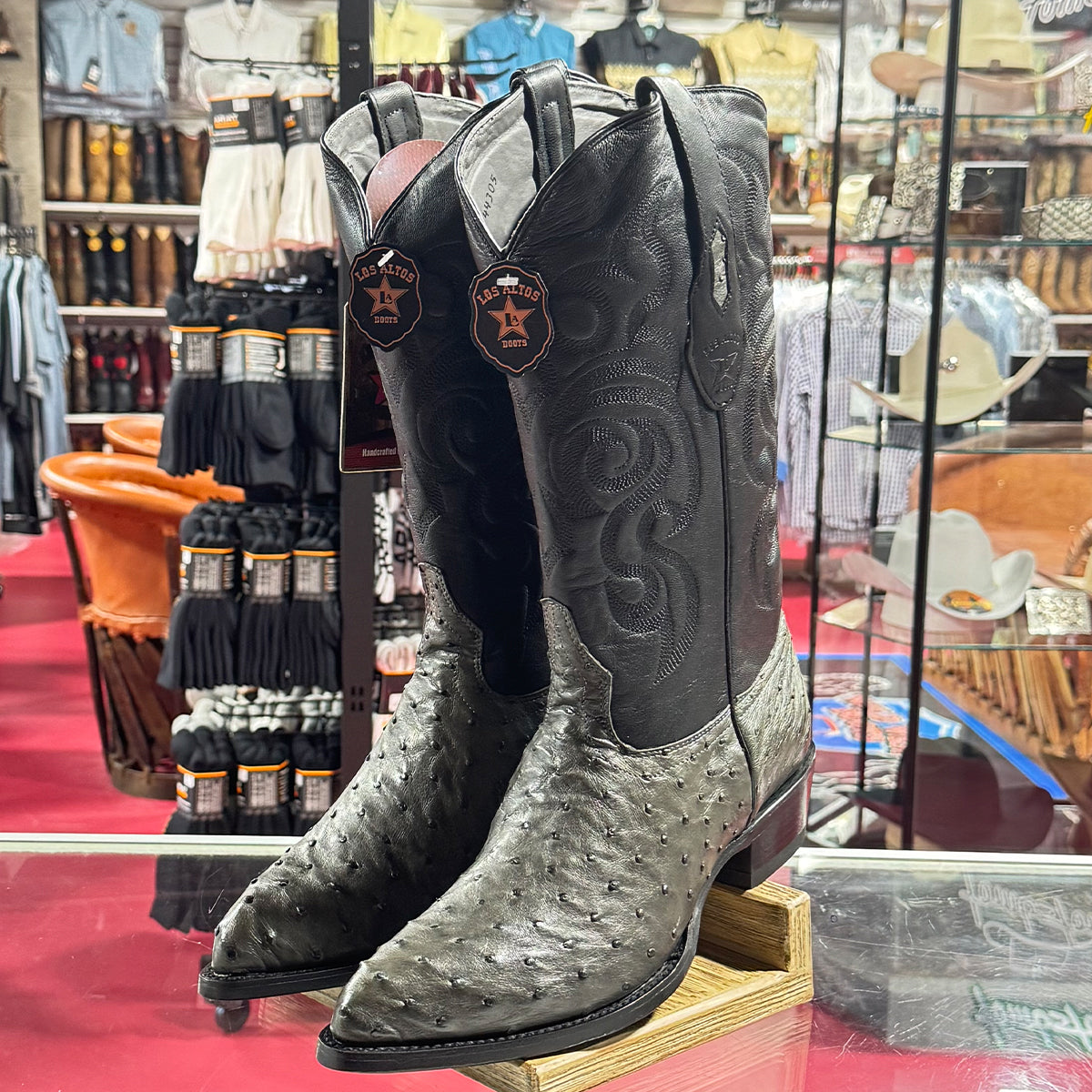 Grey Ostrich Cowboy Boots