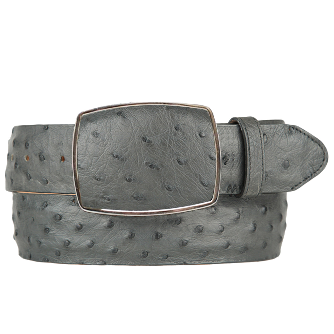 Men's Burnished Gray Original Ostrich Full Quill Skin Western Style Belt main image 0