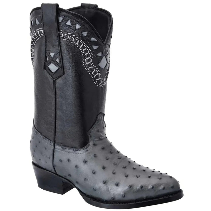 Grey Ostrich Cowboy Boot