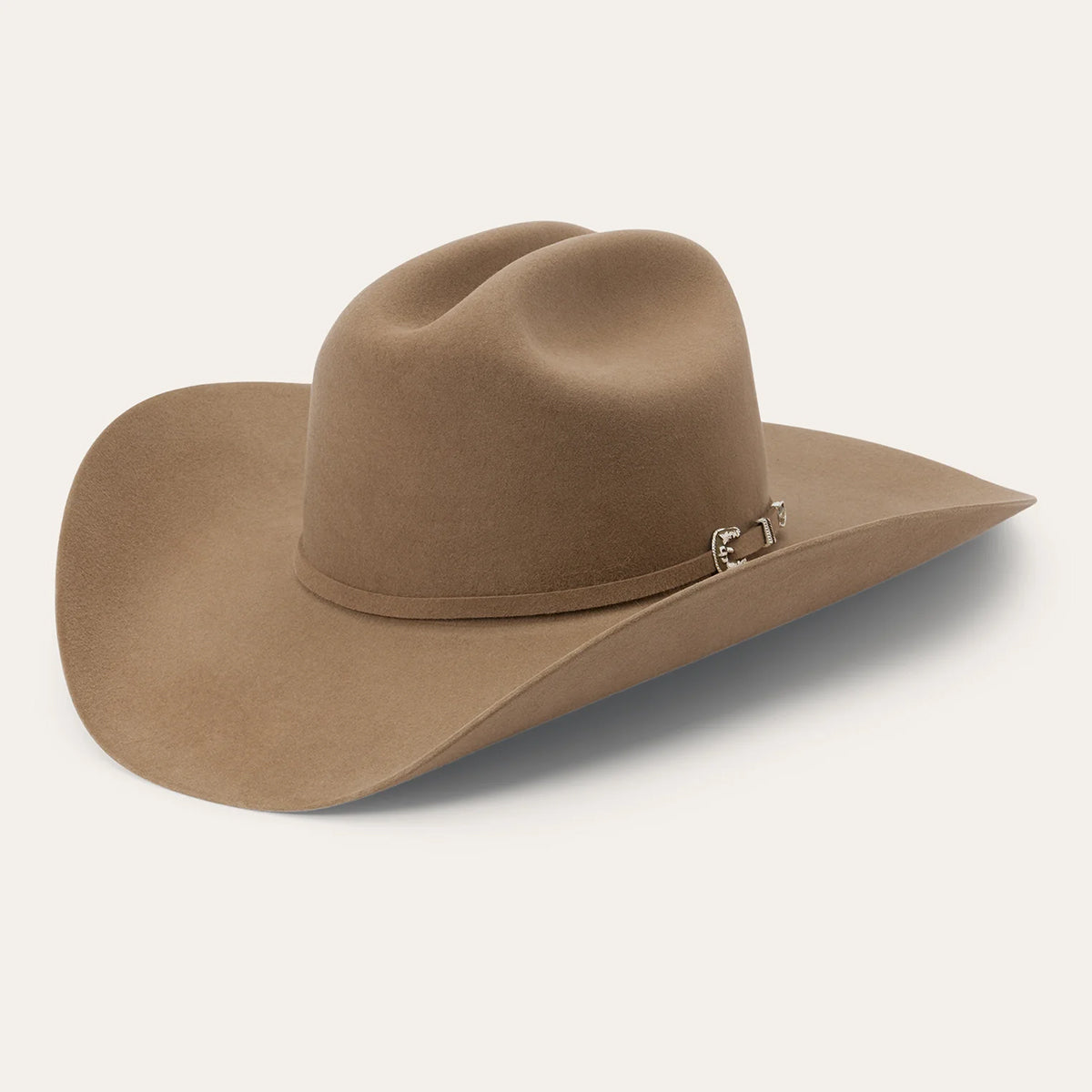 Stetson 6x Skyline Sahara brown felt cowboy hat on a light gray background.
