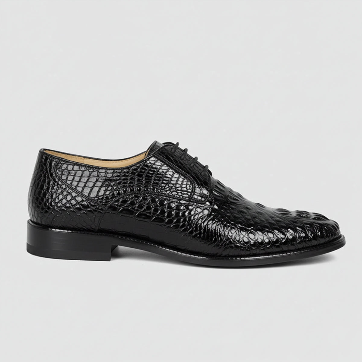 Men's Black Crocodile Oxford Shoes R Toe