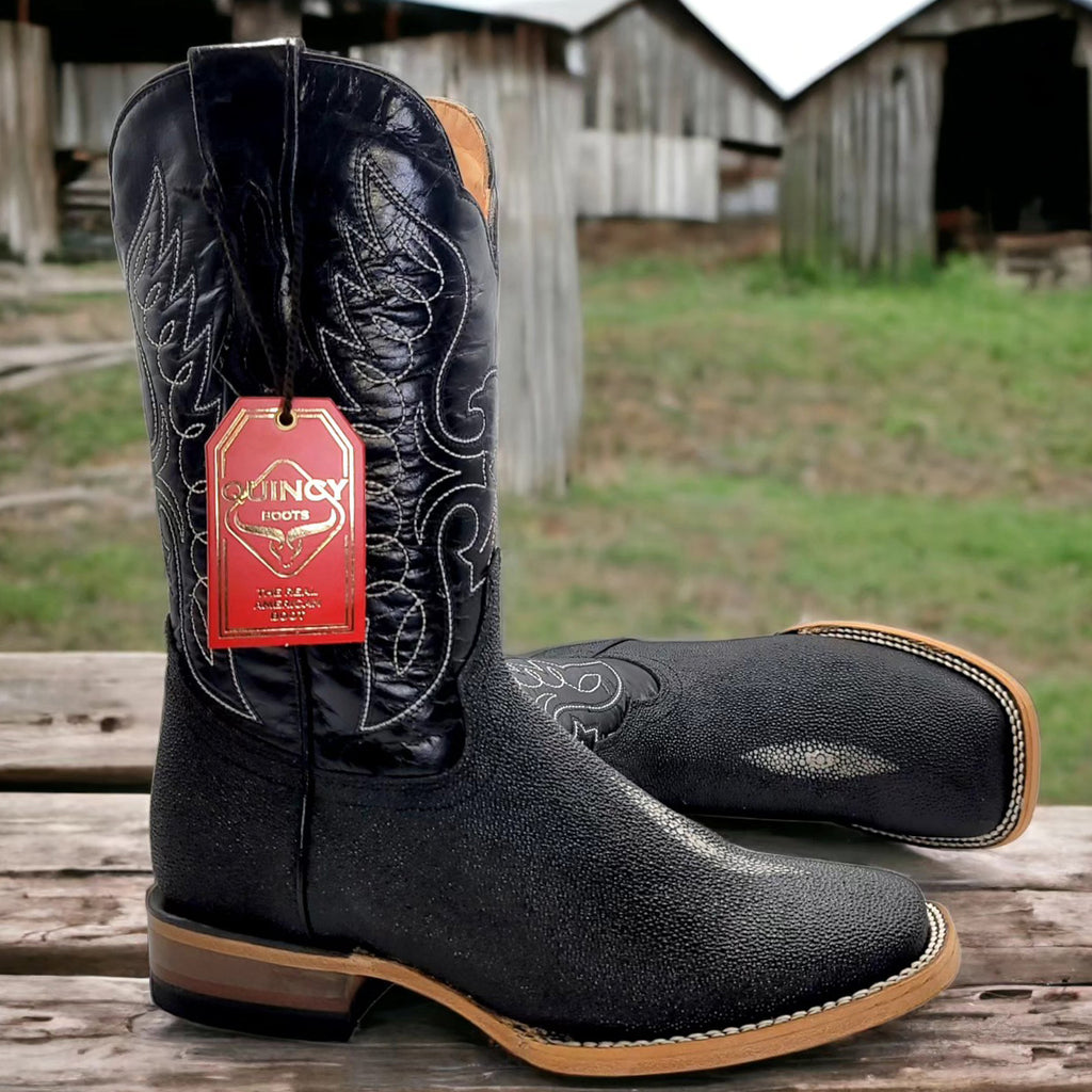 Cuadra Men’s Stingray Black Leather Square Toe Cowboy Boot Size US 10 D Amazon.com | Cuadra Men main image 2