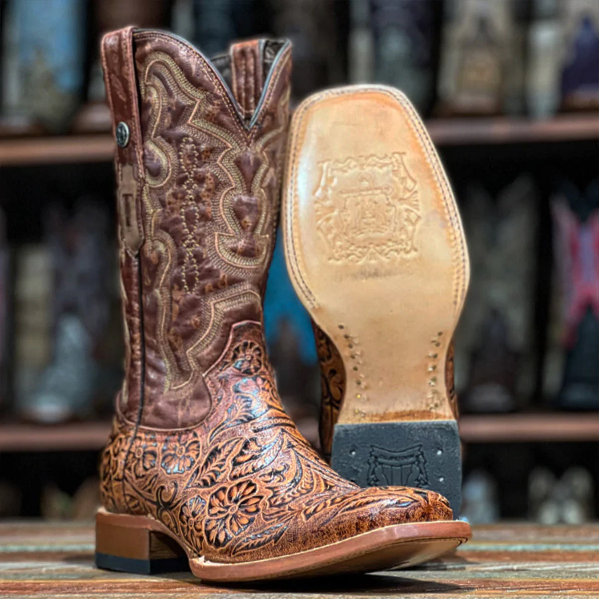 tooled leather boots by Tanner Mark Boots